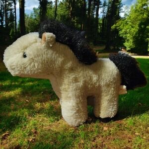 Vtg 93 Dakin Beige Horse Pony Plush Stuffed Animal Buckskin Western Equestrian